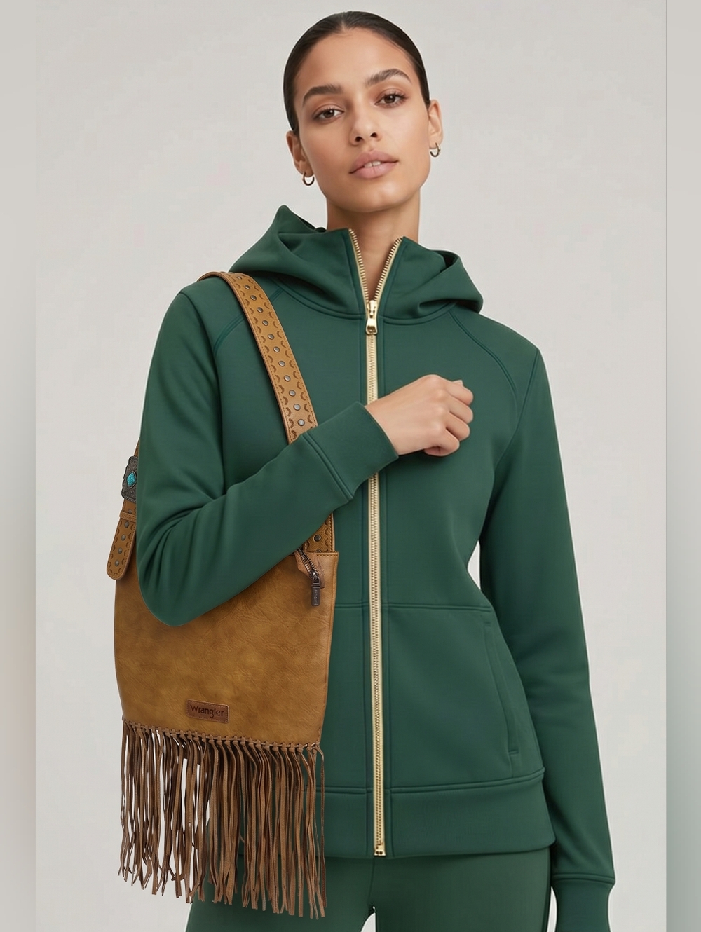 Wrangler Camel Fringe Shoulder Bag - Picture 7 of 10